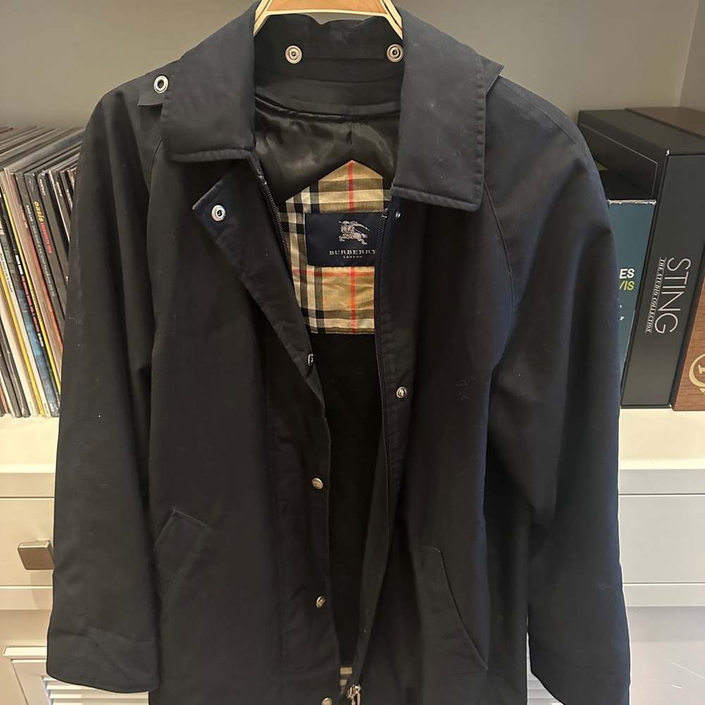 burberry lined knee length trench coat